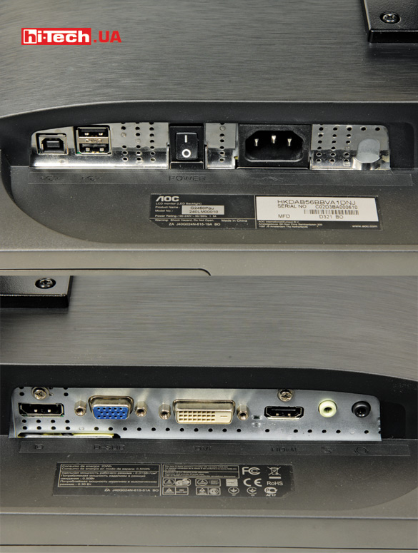 Игровой монитор AOC G2460Pqu. Панель разъемов