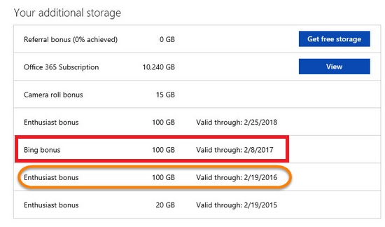 bing bonus one drive microsoft