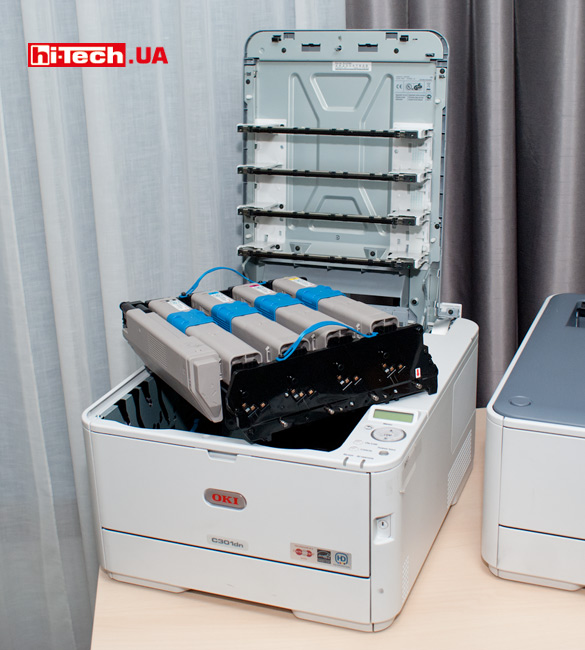 Цветной светодиодный принтер OKI C301dn. Замена картриджей