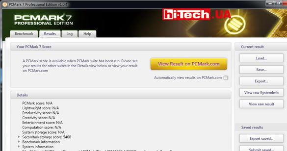 Результаты тестов накопителя Geil Zenith A3 Pro в приложении PCMark 7