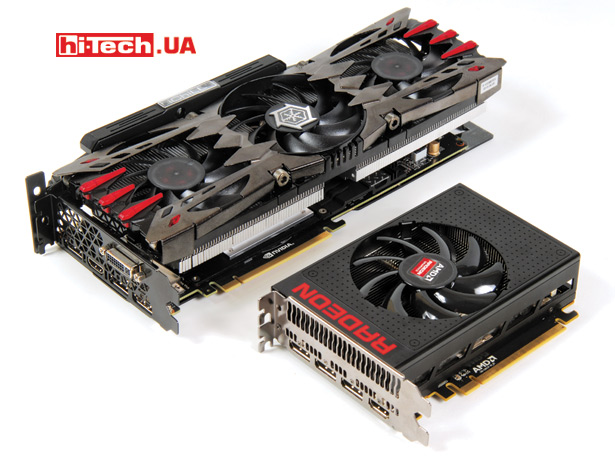 Размеры AMD Radeon R9 Nano в сравнении с самой крупной видеокартой нашего теста — Inno3D iChill GeForce GTX 980 Ti X4 Ultra