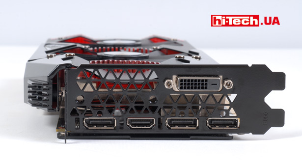 Обычно производители видеокарт лишь немного притеняют панель разъемов анодированием, но в данном случае панель абсолютно черная