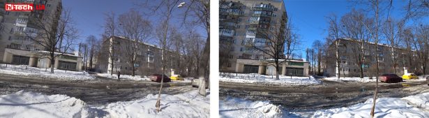 Сравнение картинки при стандартной настройке цветопередачи и при настройке Vivid (справа)