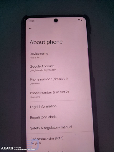 Google Pixel 6 Pro leak screen