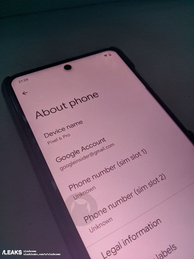 Google Pixel 6 Pro leak screen